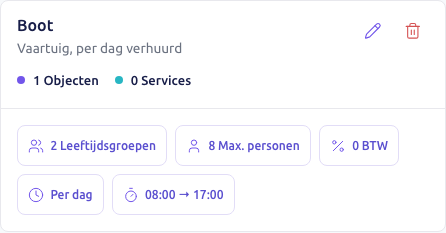Scherm: de kaart Boot op de pagina Kalenders