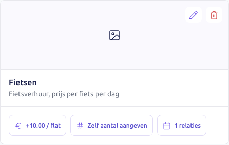 Scherm: de kaart Fietsen op de pagina Services