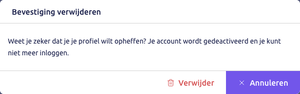 Scherm: het scherm Bevestiging verwijderen