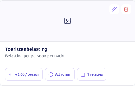 Scherm: de kaart Toeristenbelasting op de pagina Services